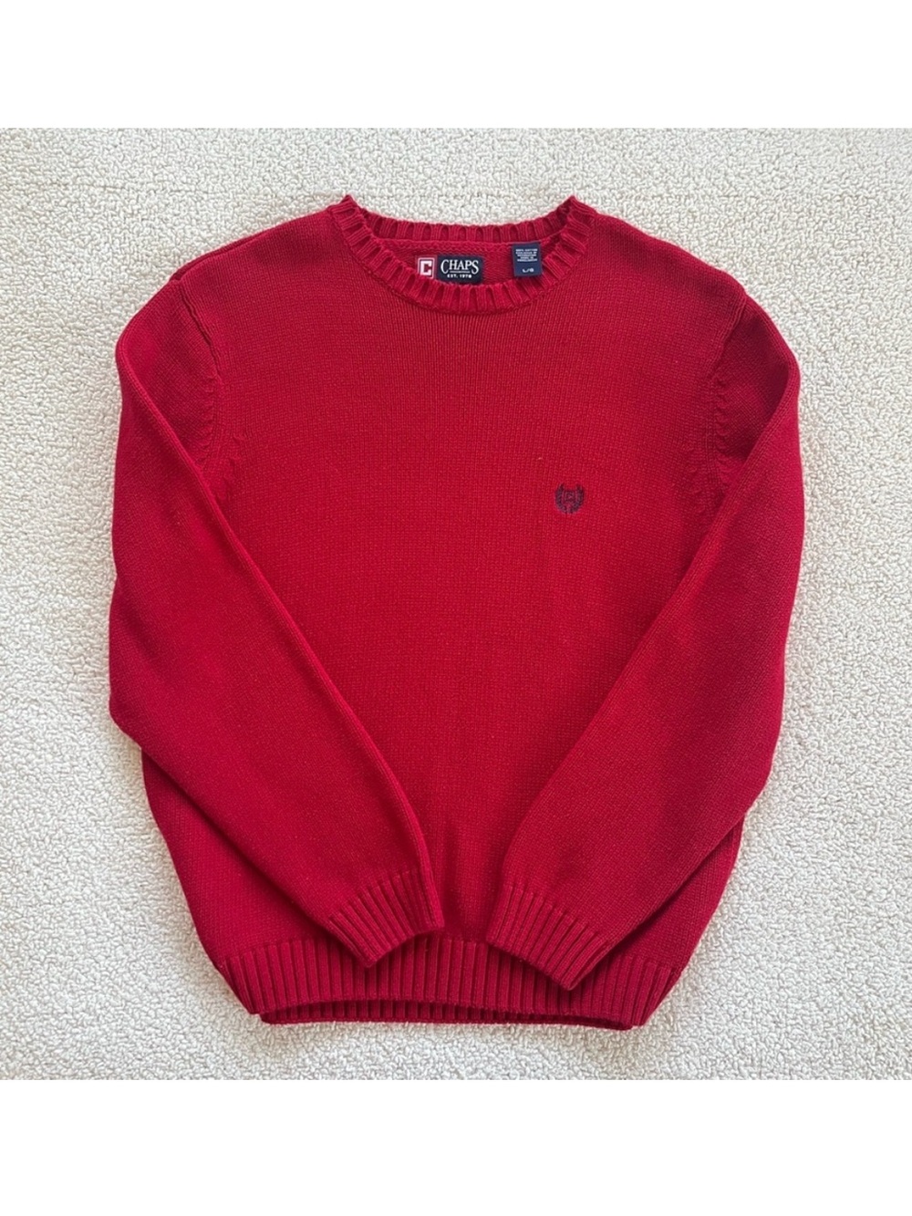 Chaps Men's Rich Red Crewneck Sweater preppy